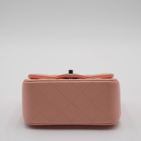 Pre-owned CHANEL Pink Matelassé Leather Mini Square Flap Crossbody Bag - Picture 3 of 5